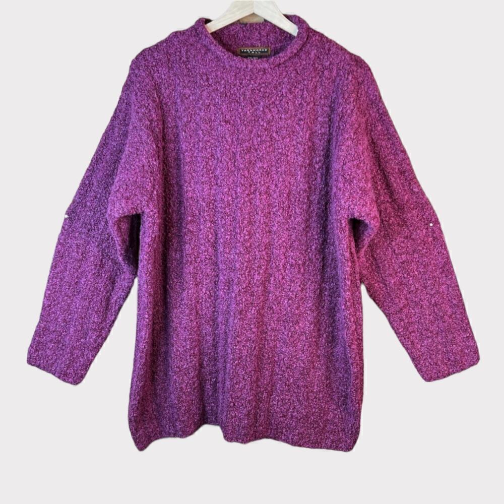 Yarnworks Tall VINTAGE Womens Chunky Knit Wool Blend Sweater sz XXL Mockneck